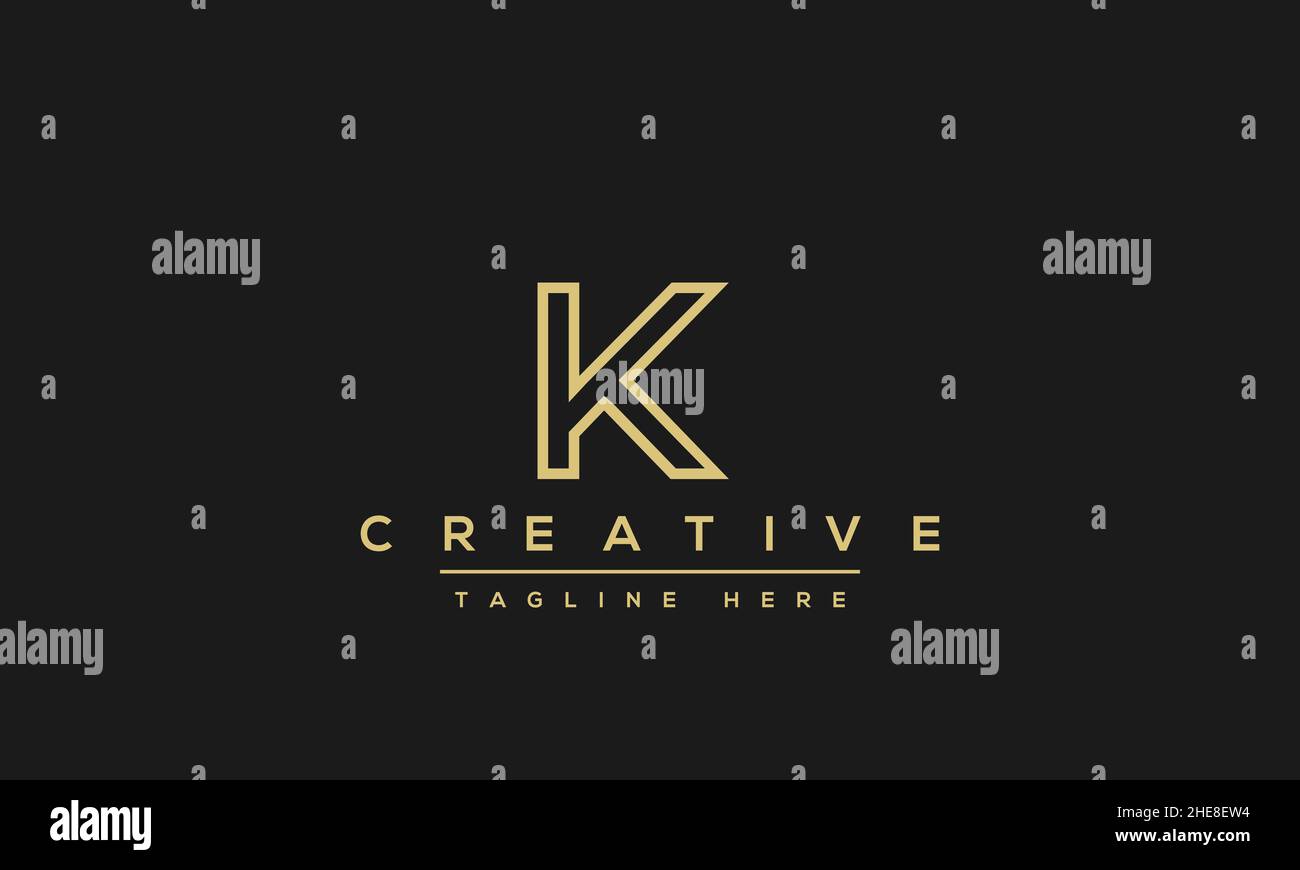 Abstract Monogram letter K Logo design concept. Minimalist k kk ...
