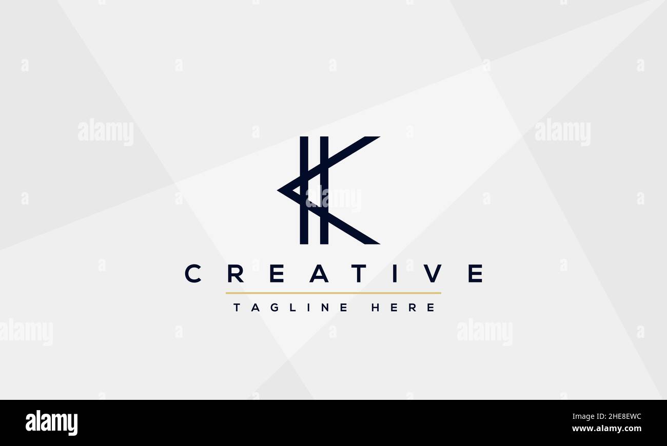 Abstract Monogram letter K Logo design concept. Minimalist k kk ...