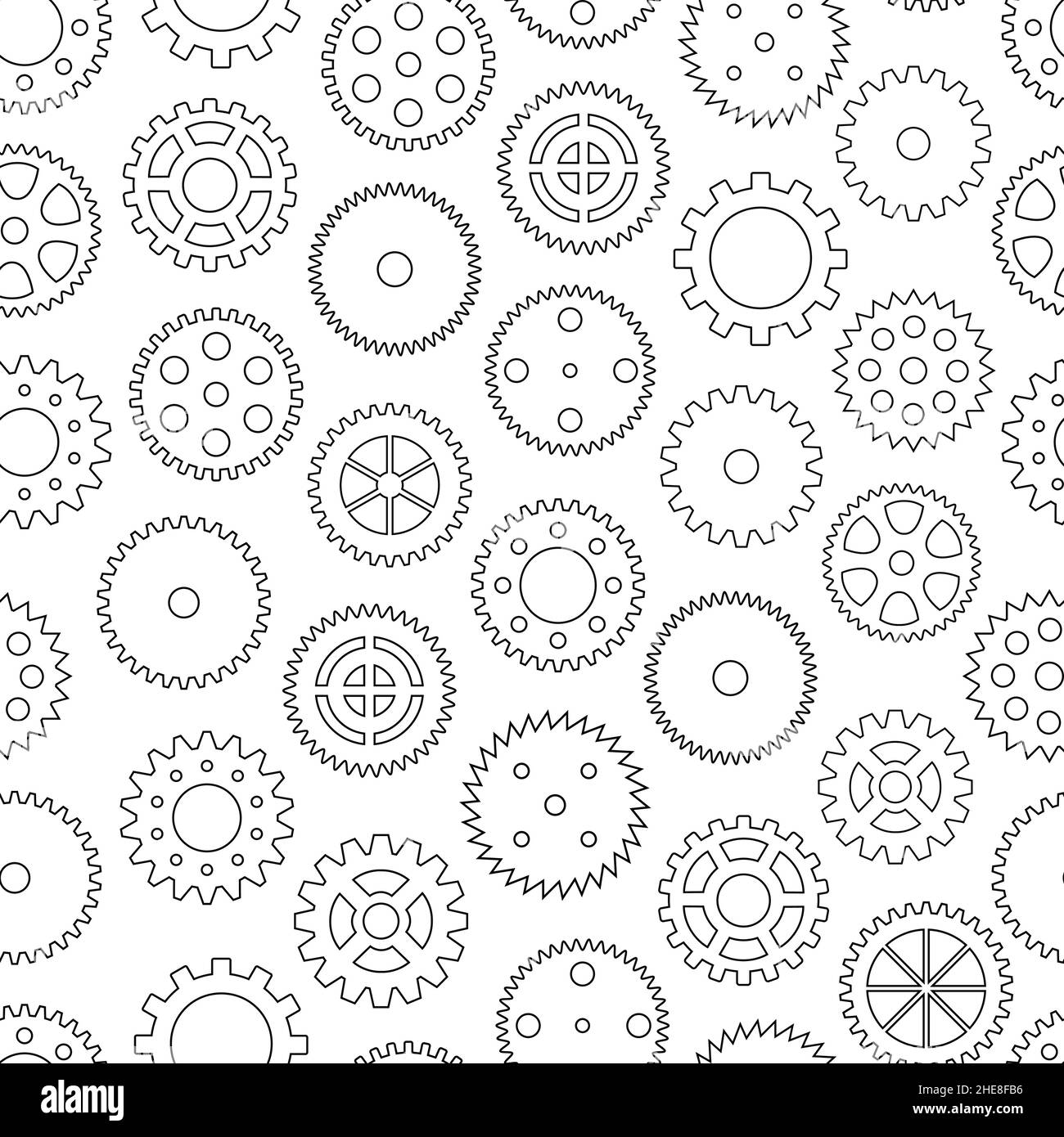 Seamless background with gear wheels, vector illustration Stock Vector