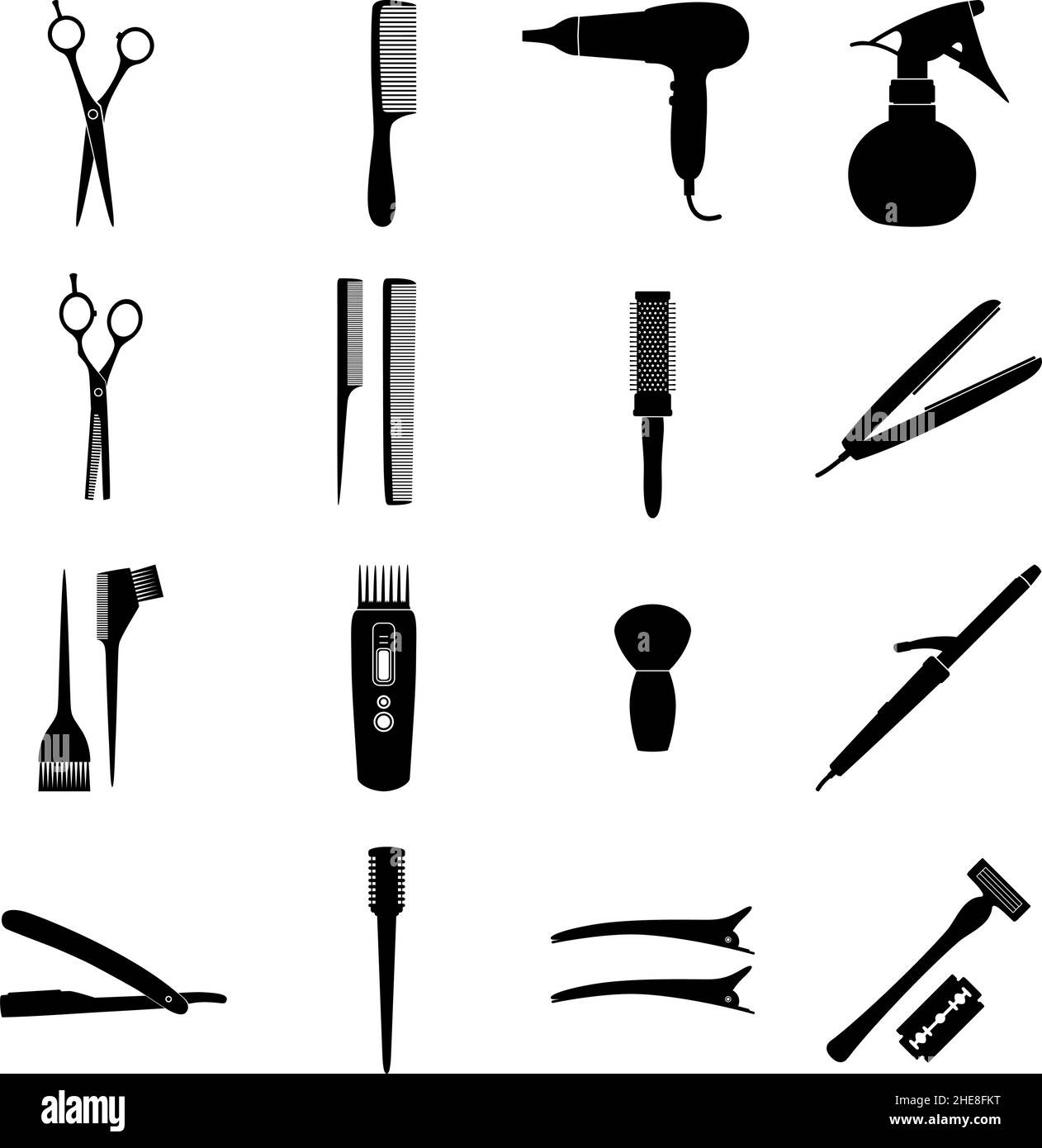 Set of icons of hairdresser tools, vector illustration Stock Vector
