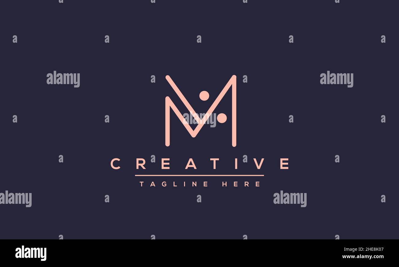 Creative letter mm logo gaming esport with shield Vector Image