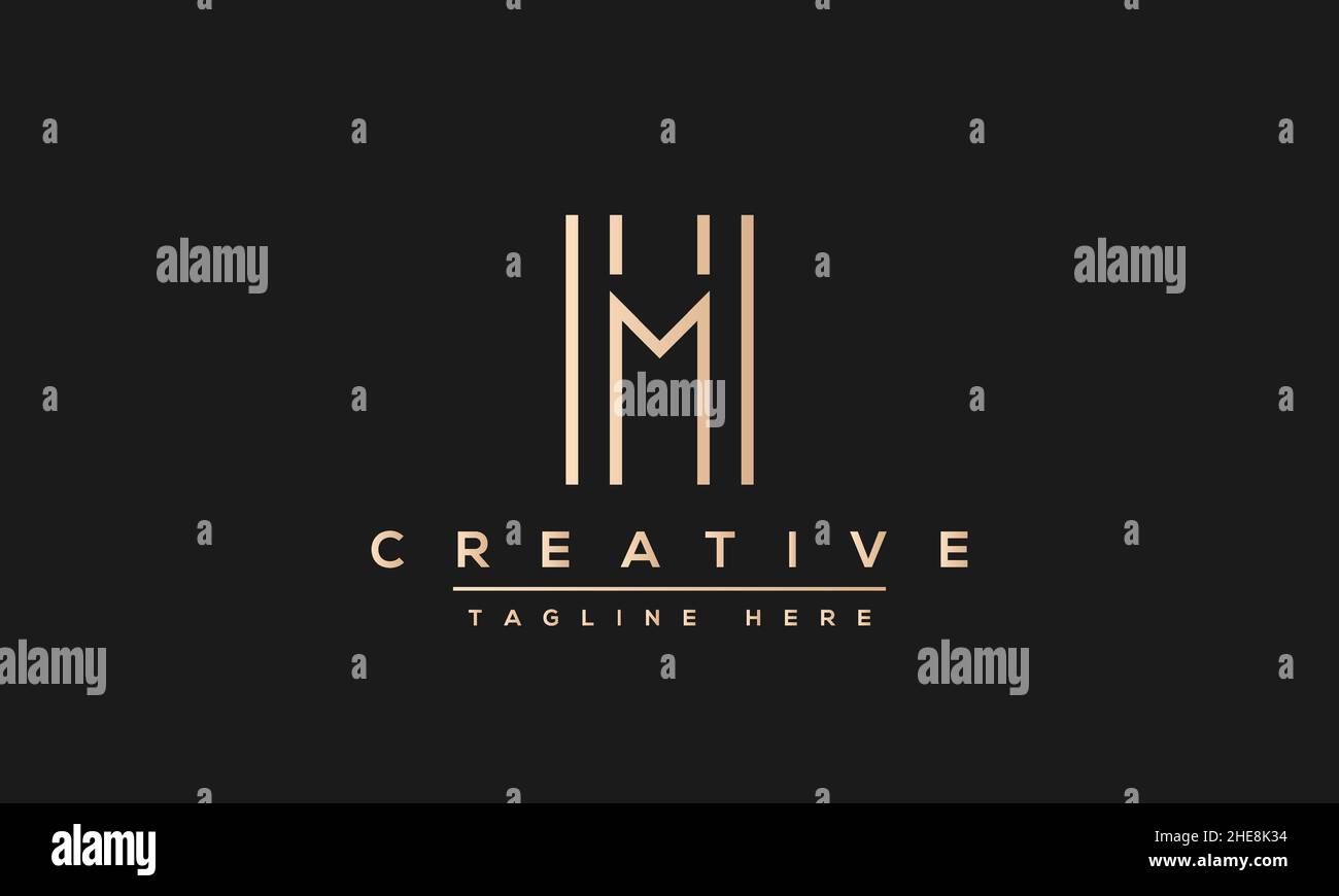 Unique modern creative elegant Letter M logo design or MM initials vector monogram symbol Stock Vector