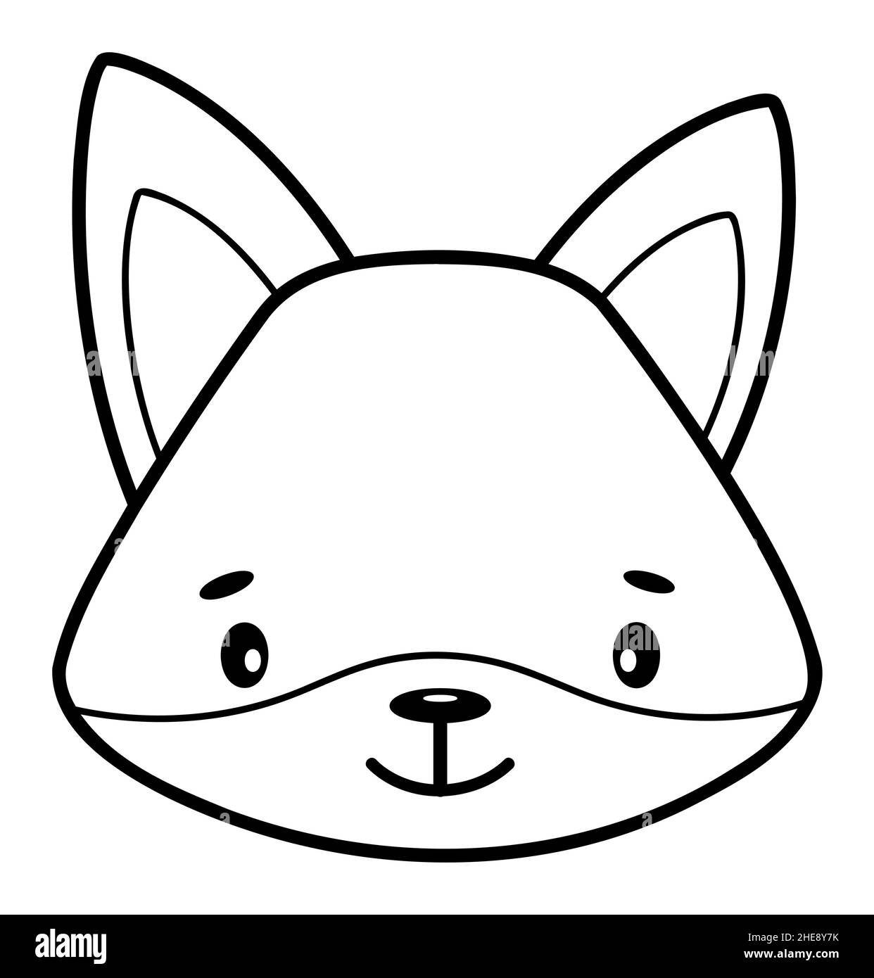 Coloring book or page for kids. Fox black and white outline