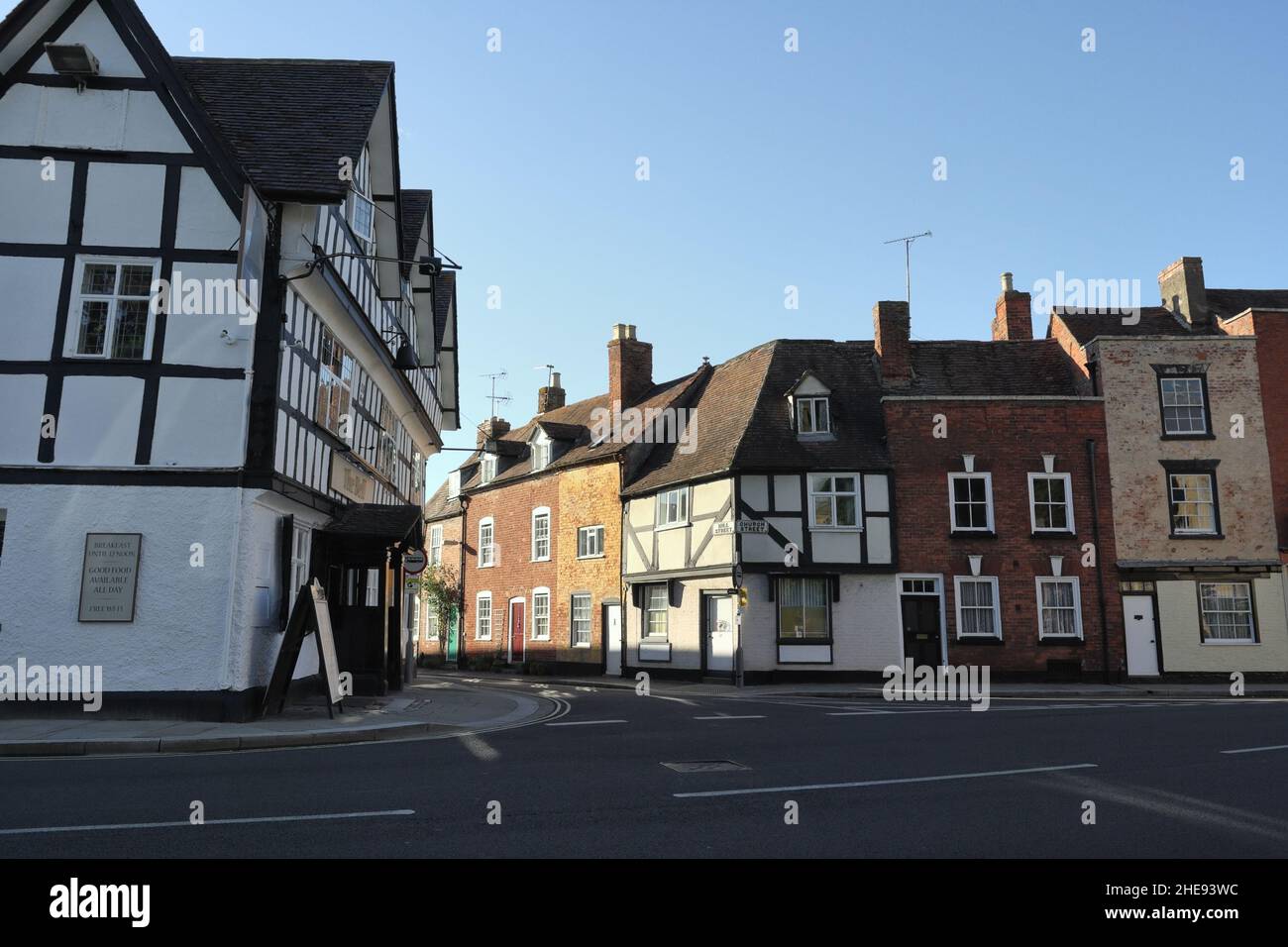 The Bell Hotel in Tewkesbury, Gloucestershire. England, English town Building built 1696 Stock Photo