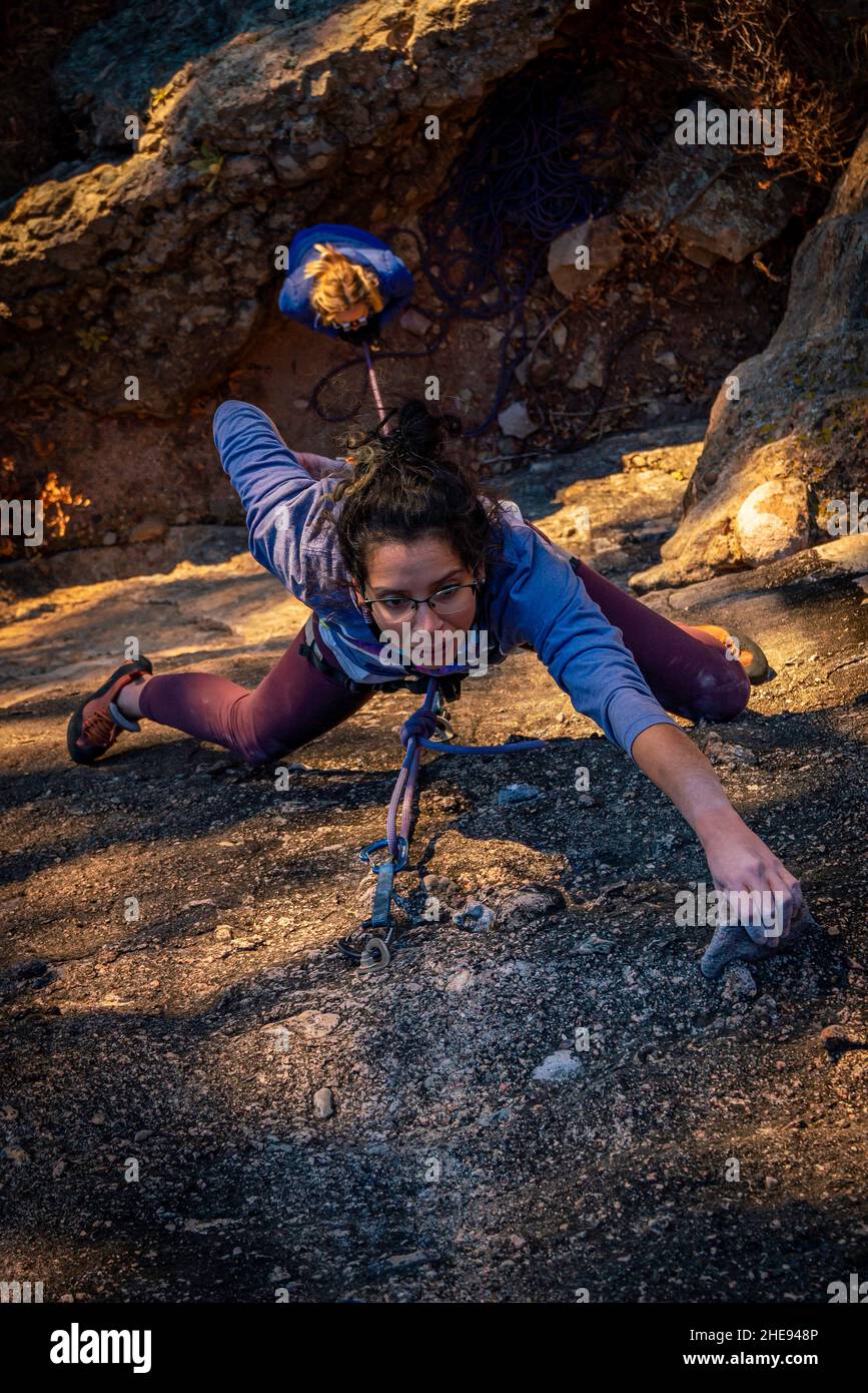 Rock Climbing Women Stock Photo Alamy