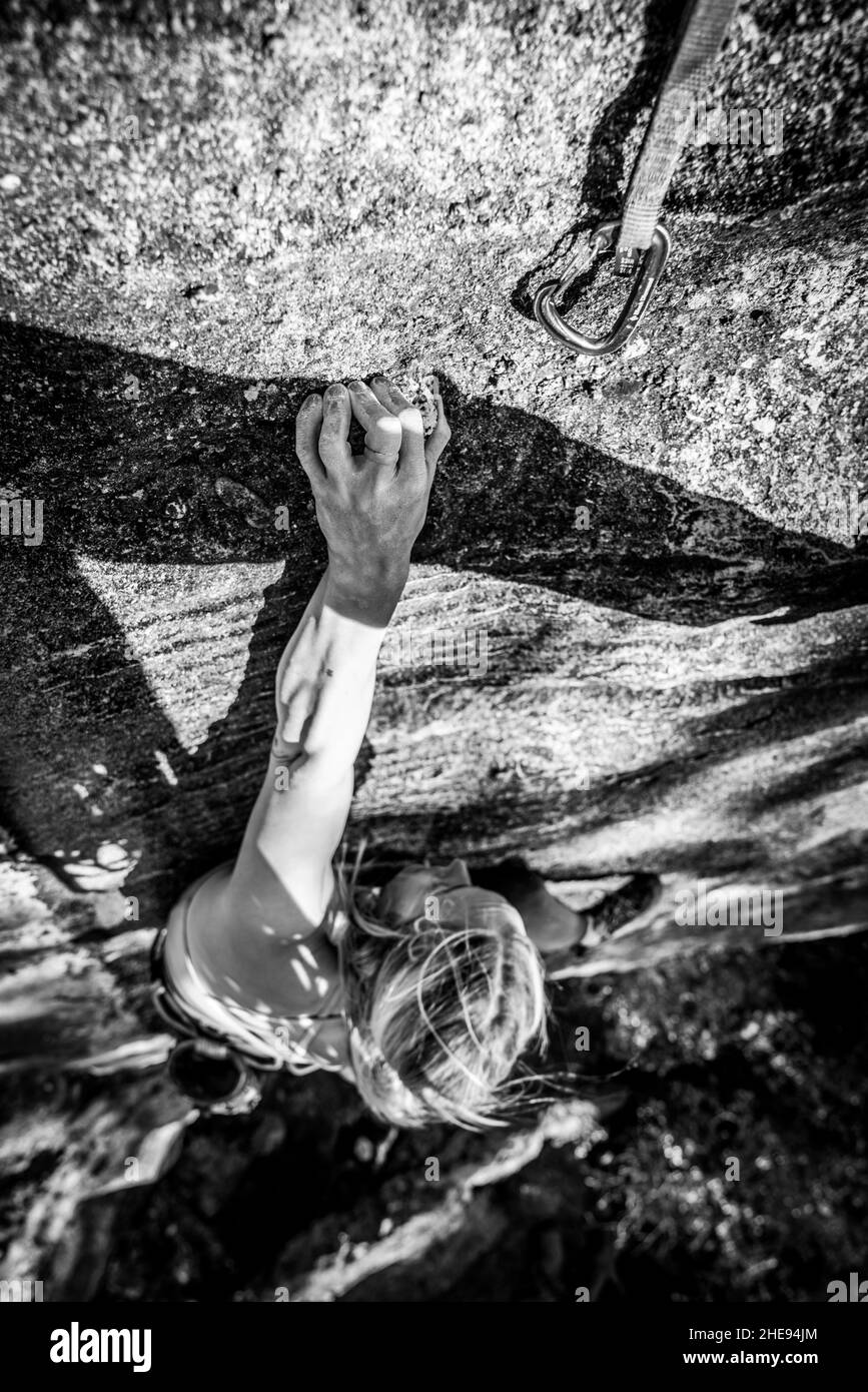 Rock Climbing Women Stock Photo