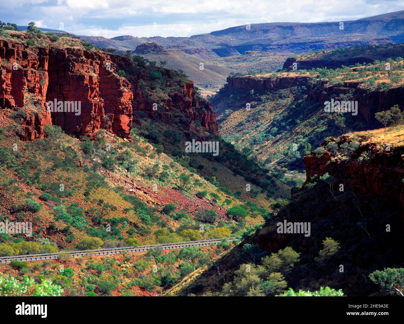 Great Northern Highway Passing through Munjini Gorge, Pilbara, Northwest Australia Stock Photo