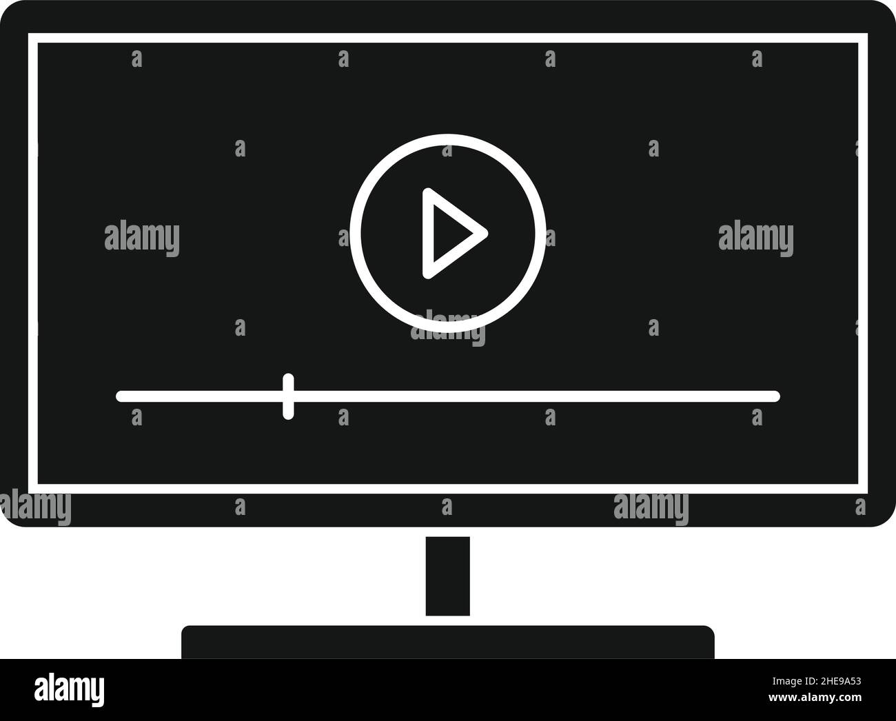 Vector monitor black simple icon isolated on white Stock Vector Image ...
