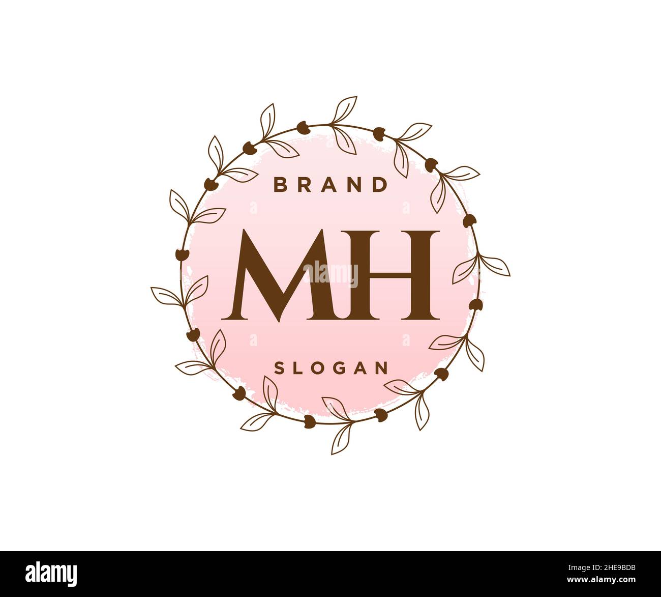 MH feminine logo. Usable for Nature, Salon, Spa, Cosmetic and Beauty Logos. Flat Vector Logo Design Template Element. Stock Vector