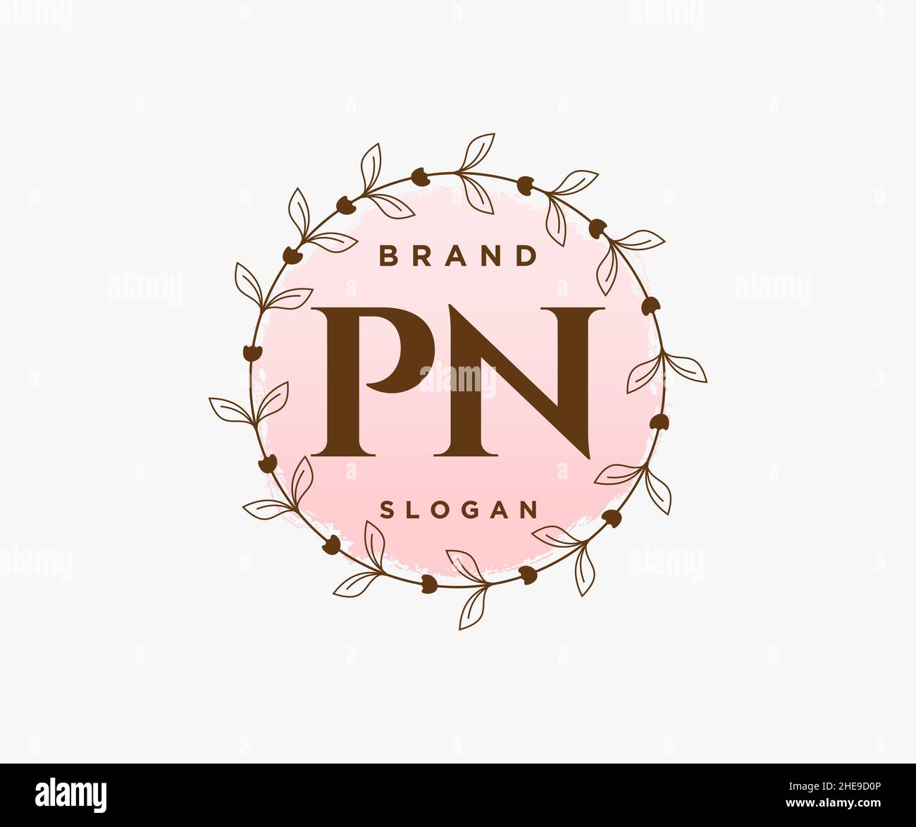PN feminine logo. Usable for Nature, Salon, Spa, Cosmetic and Beauty Logos. Flat Vector Logo Design Template Element. Stock Vector