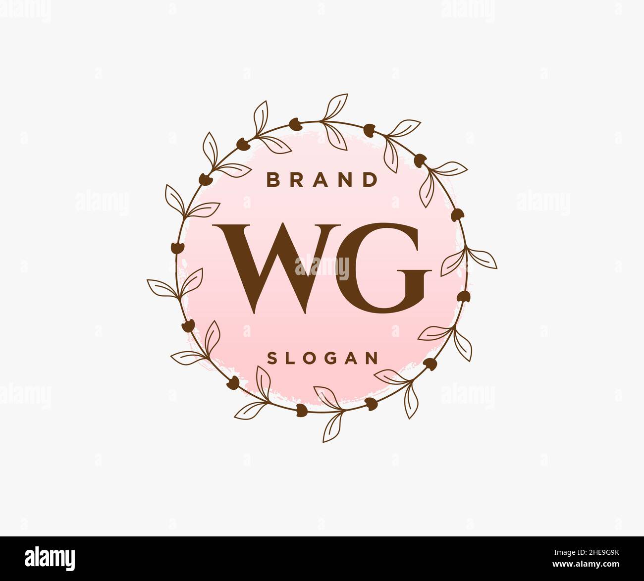 WG feminine logo. Usable for Nature, Salon, Spa, Cosmetic and Beauty Logos. Flat Vector Logo Design Template Element. Stock Vector