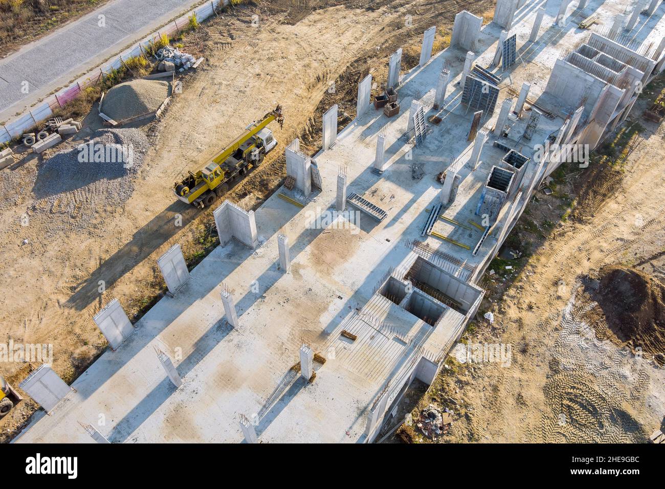 Object under construction, of an unfinished multi-story building Stock Photo