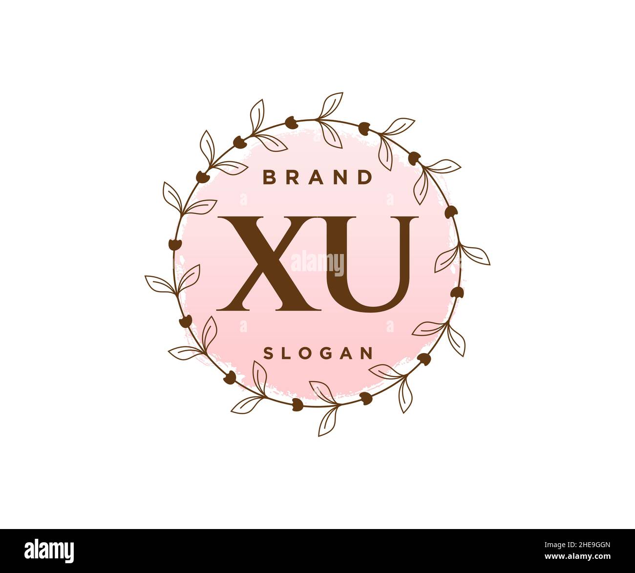 XU feminine logo. Usable for Nature, Salon, Spa, Cosmetic and Beauty Logos. Flat Vector Logo Design Template Element. Stock Vector