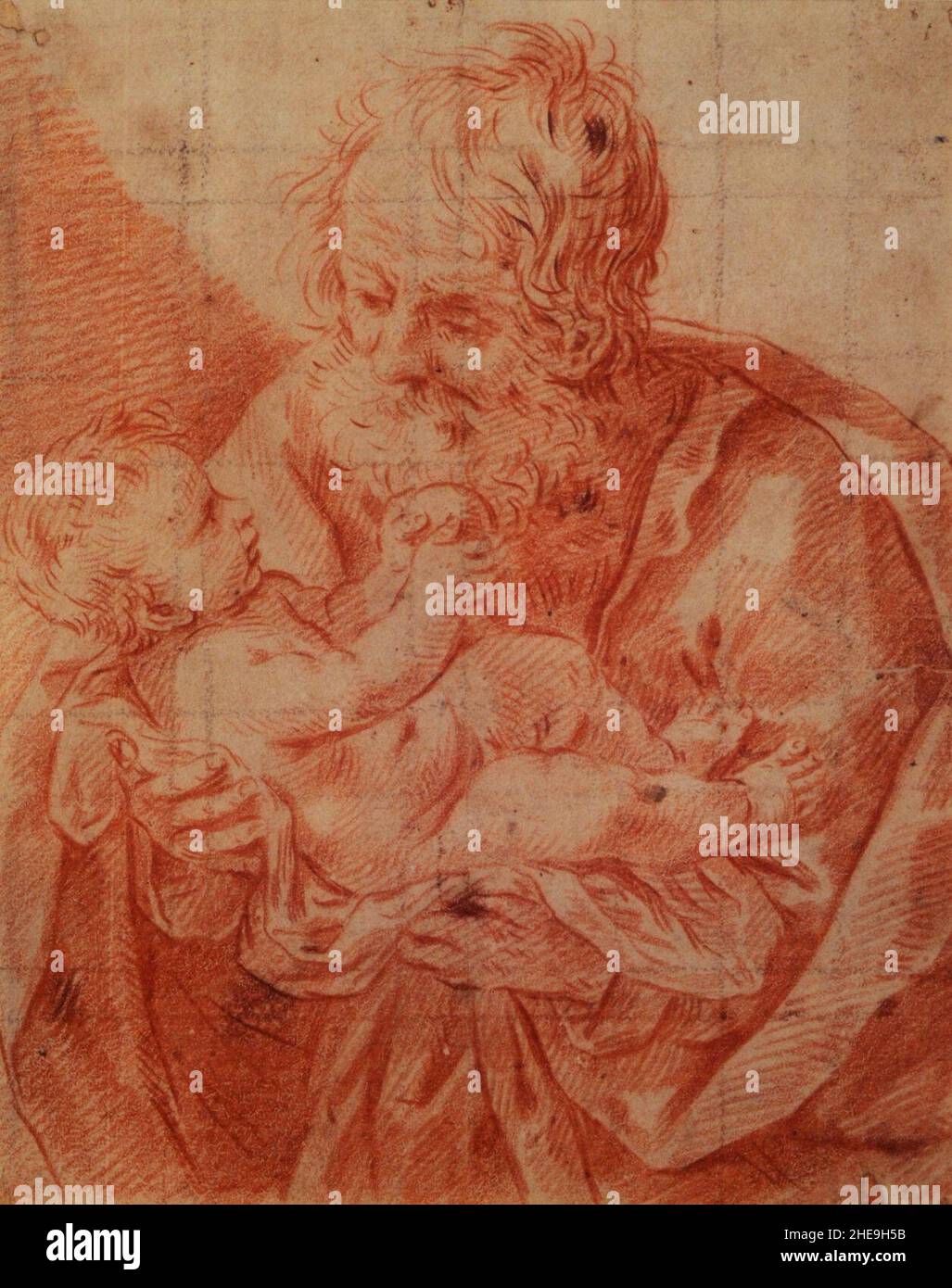 San José con el niño Jesús en brazos - Guido Reni. Stock Photo