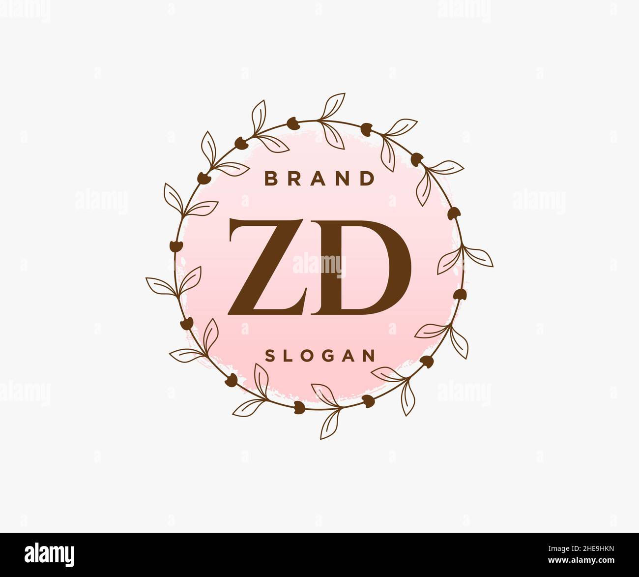 ZD feminine logo. Usable for Nature, Salon, Spa, Cosmetic and Beauty Logos. Flat Vector Logo Design Template Element. Stock Vector