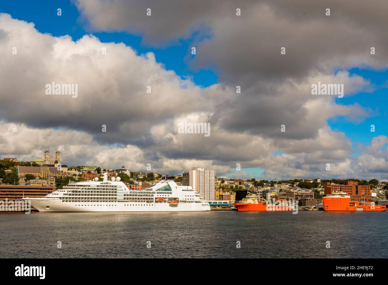 Seabourne Quest Cruise ship docked in St. John's, Newfoundland, Canada. Stock Photo