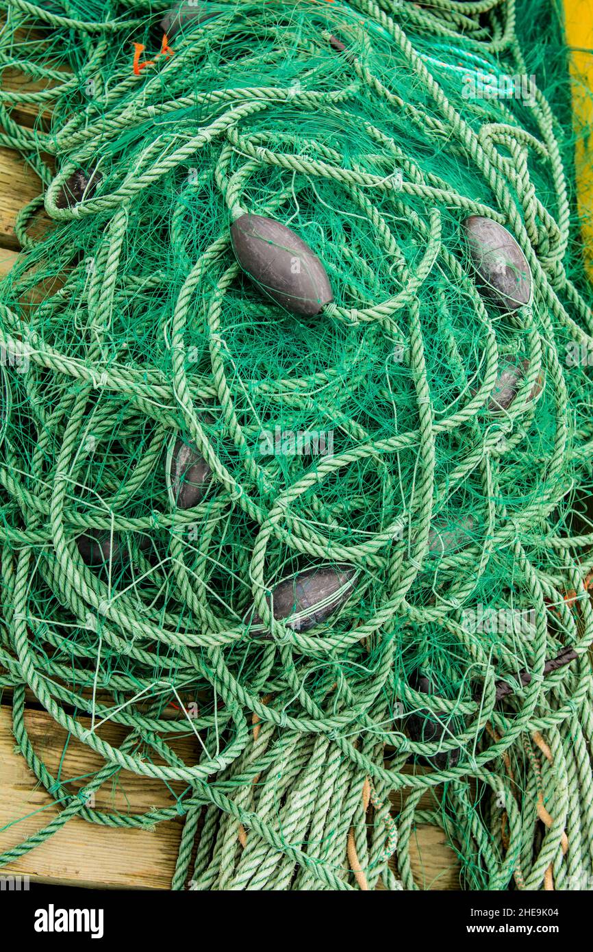 Fishiing nets in Bay de Verde, Conception Bay, Newfoundland, Canada. Stock Photo