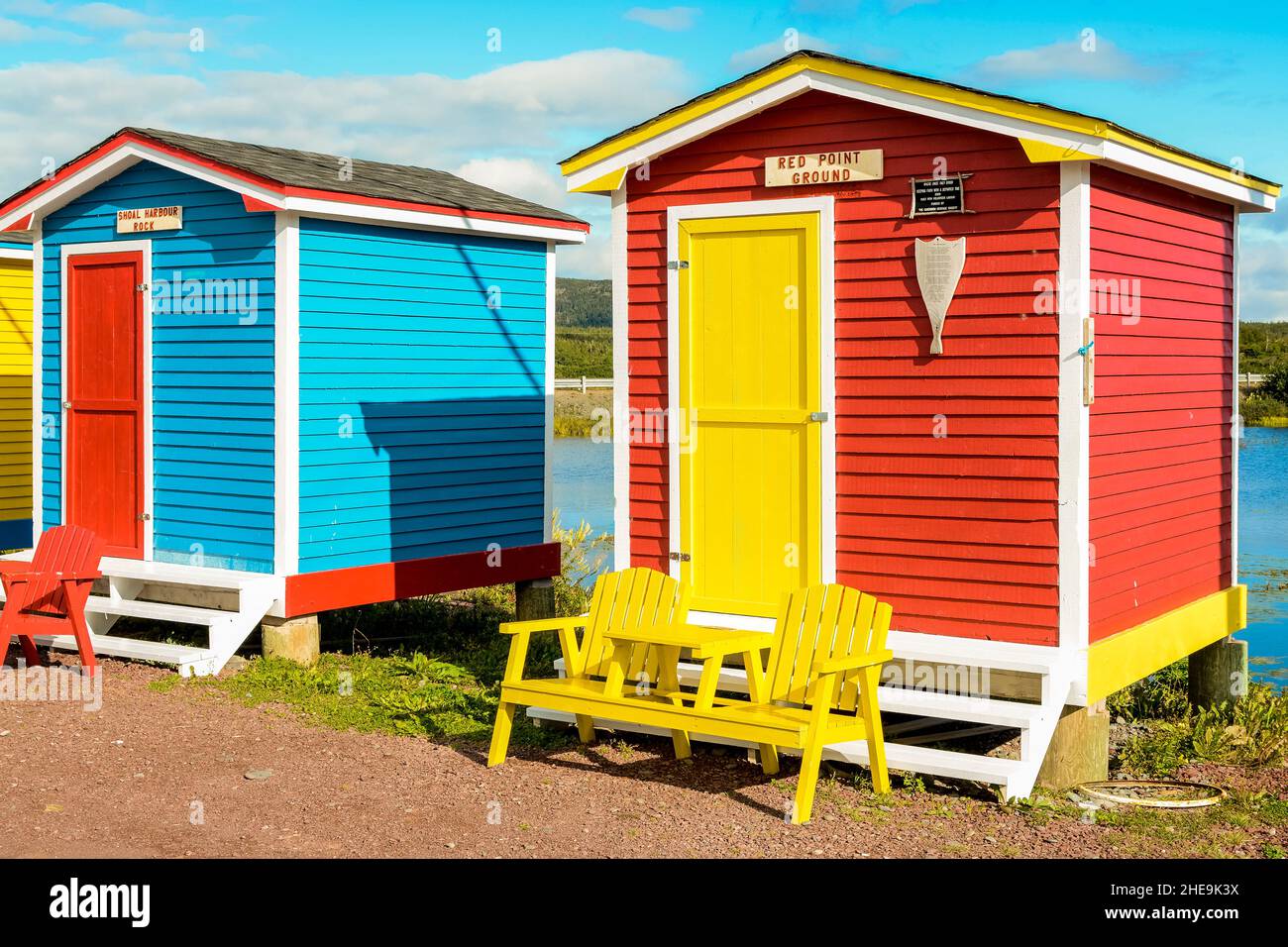 Colourful fishing huts, Winterton, Avalon Peninsula, Newfoundland
