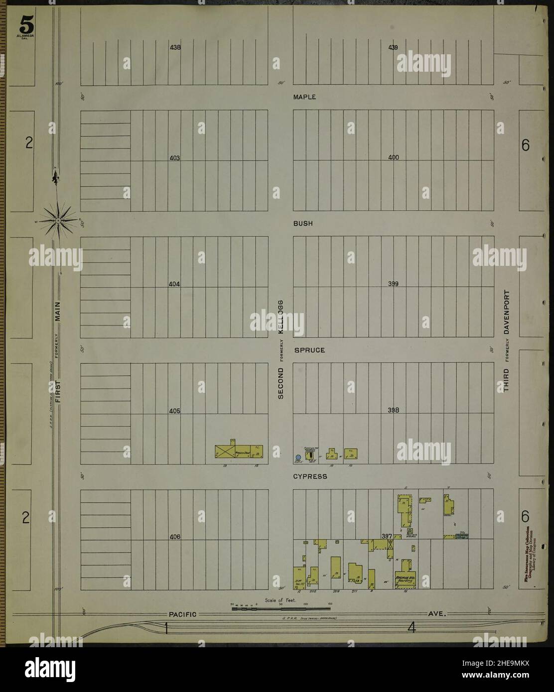 Sanborn Fire Insurance Map from Alameda, Alameda County, California. Stock Photo