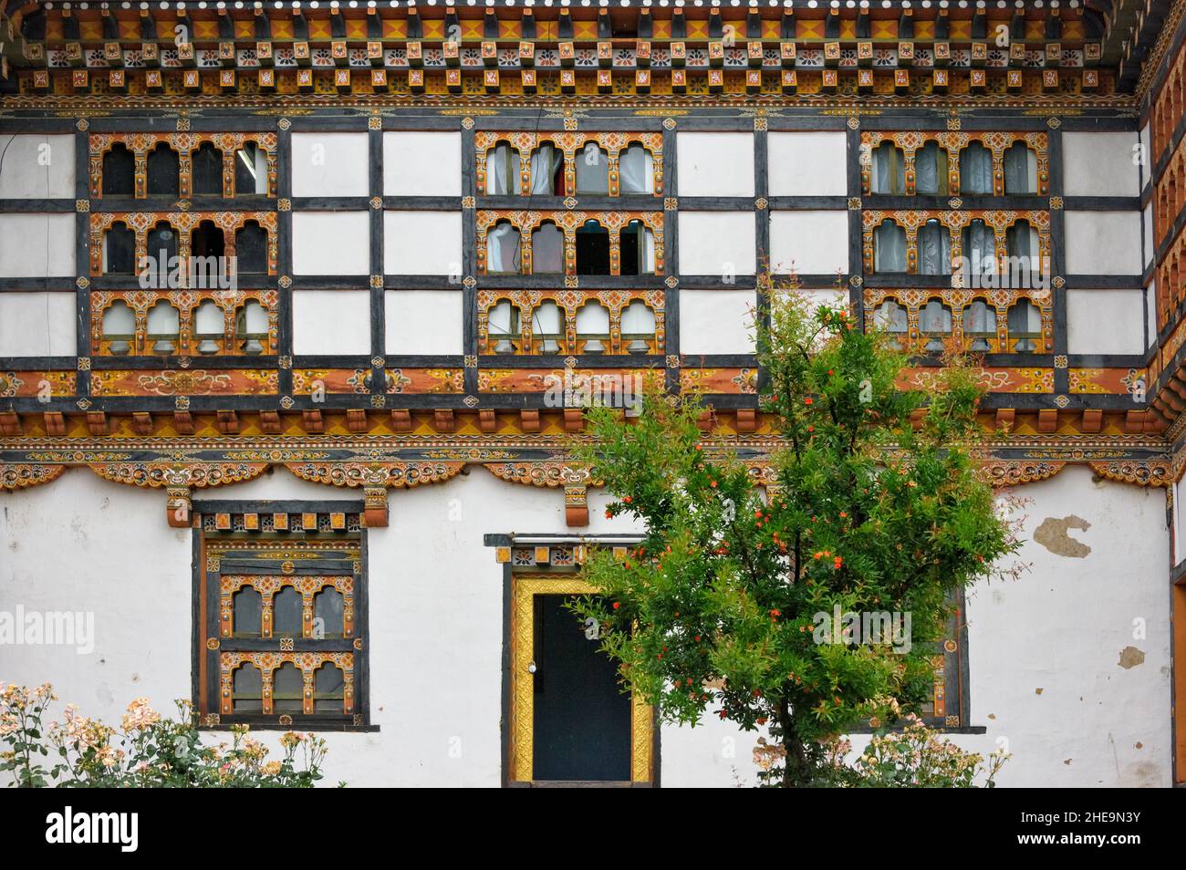 Traditional house, Thimphu, Bhutan Stock Photo