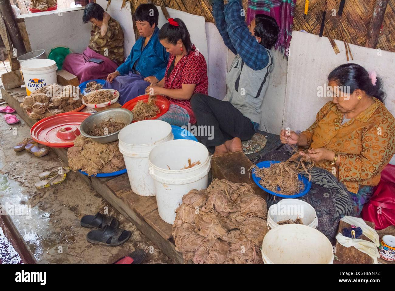 Handmade paper mill, Thimphu, Bhutan Stock Photo