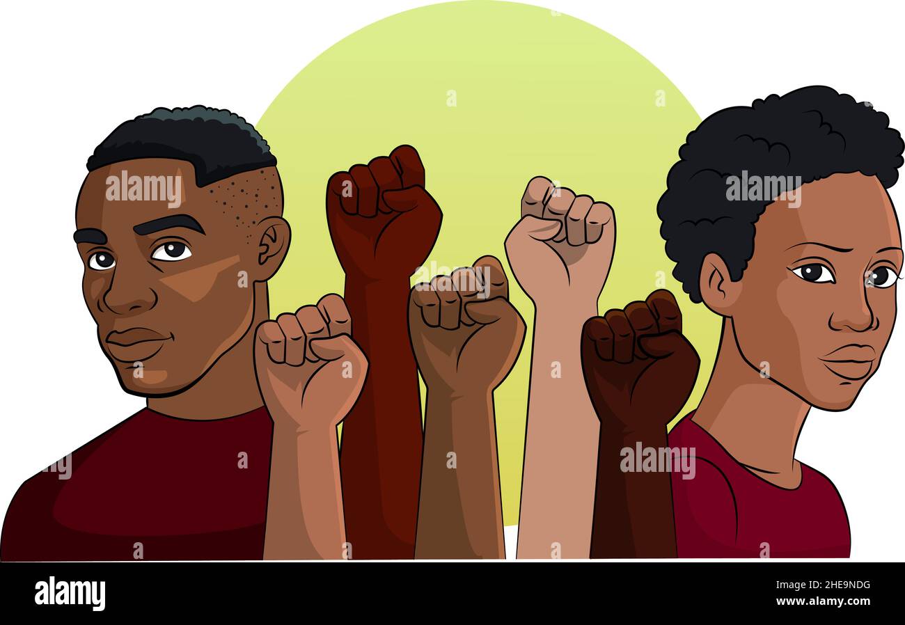 Cartoon vector illustration of a Black Lives Matter montage Stock Vector