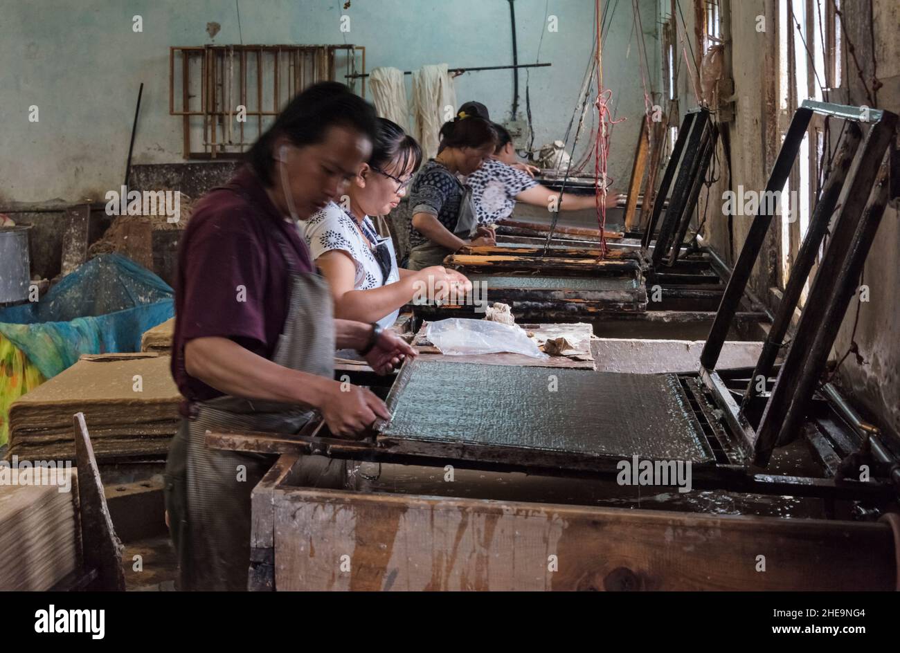 Handmade paper mill, Thimphu, Bhutan Stock Photo