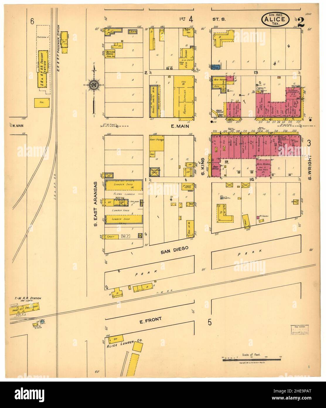 Sanborn Fire Insurance Map from Alice, Jim Wells County, Texas Stock ...