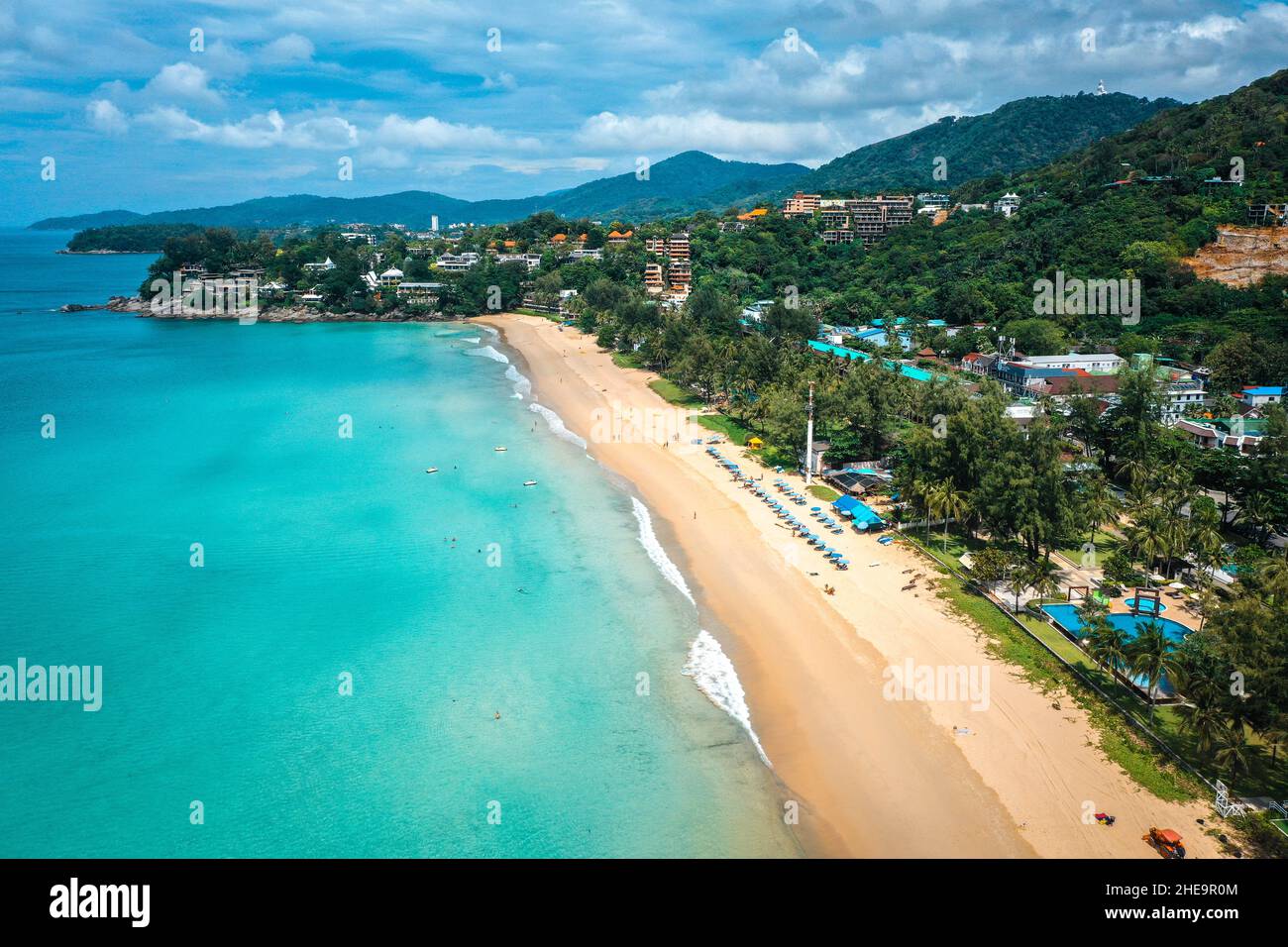 Aerial view of Kata and Kata Noi beach in Phuket province, in Thailand
