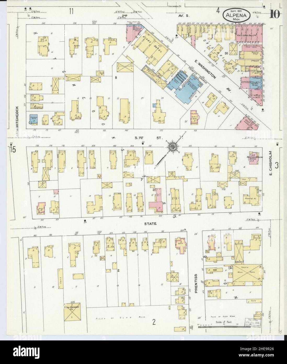 Sanborn Fire Insurance Map from Alpena, Alpena County, Michigan Stock