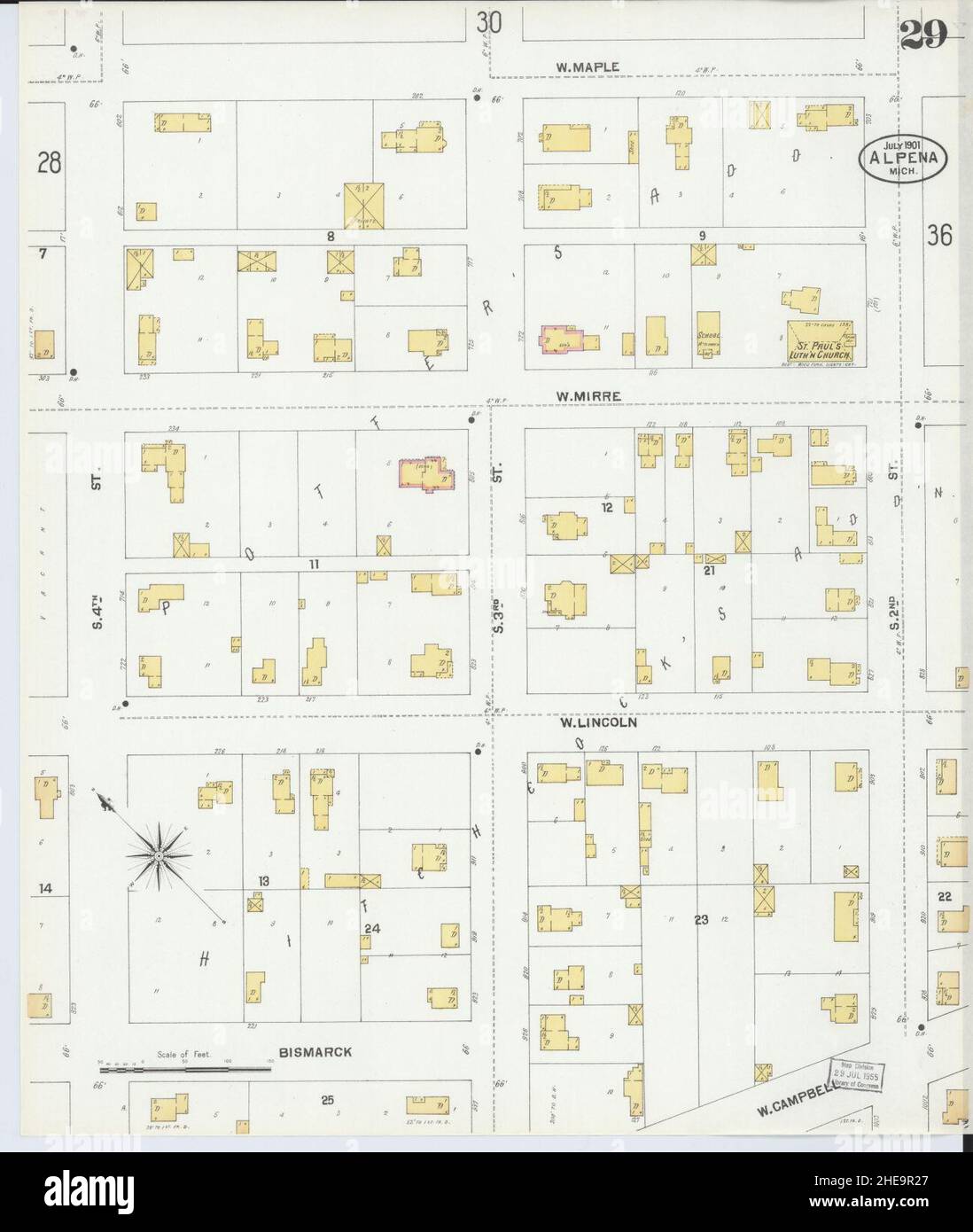 Sanborn Fire Insurance Map from Alpena, Alpena County, Michigan Stock