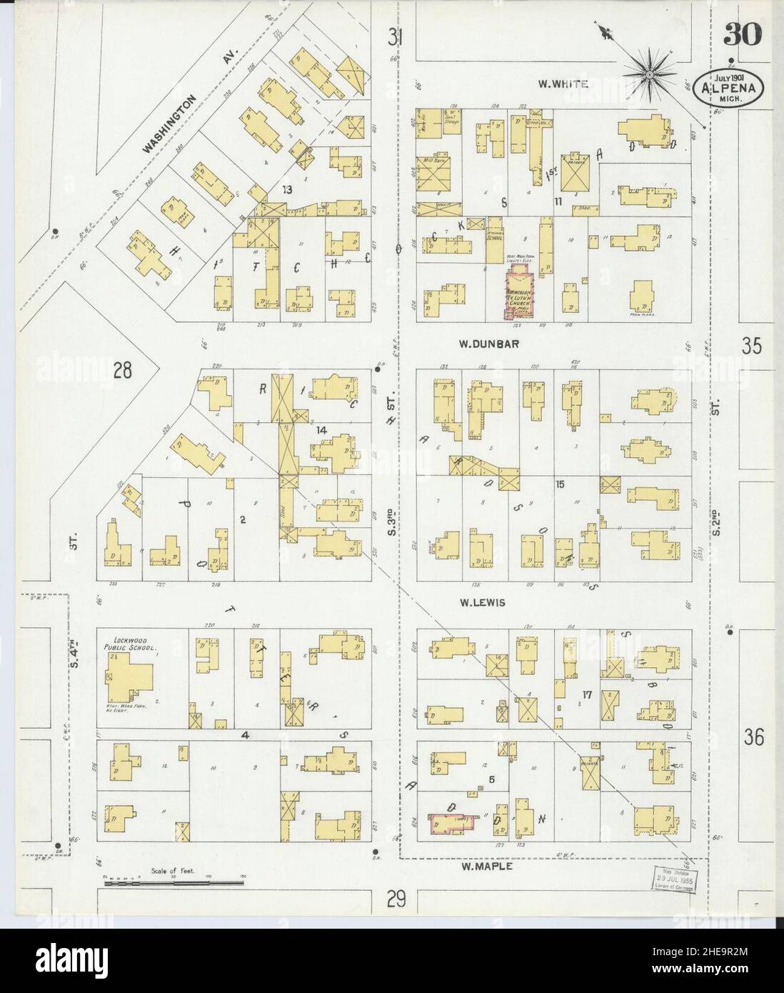 Sanborn Fire Insurance Map from Alpena, Alpena County, Michigan Stock