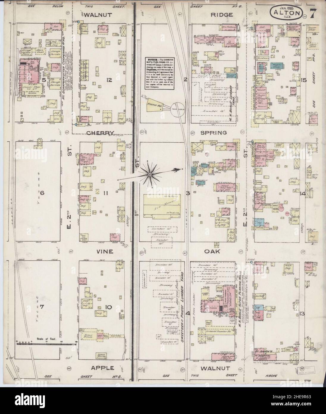 Sanborn Fire Insurance Map from Alton, Madison County, Illinois. Stock Photo