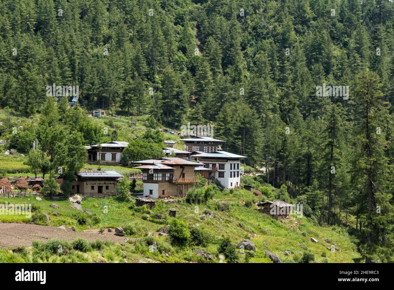 Village house in the Himalayas, Thimphu, Bhutan Stock Photo Alamy