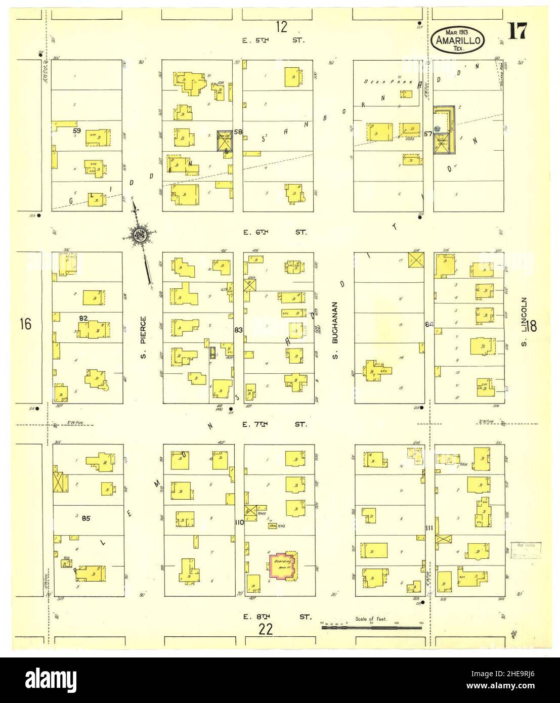Sanborn fire insurance map from amarillo potter county texas stock