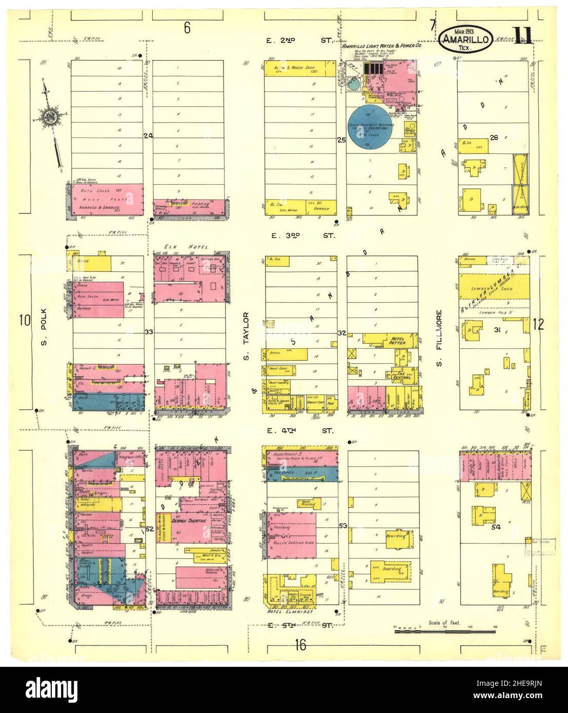 Sanborn fire insurance map from amarillo potter county texas stock