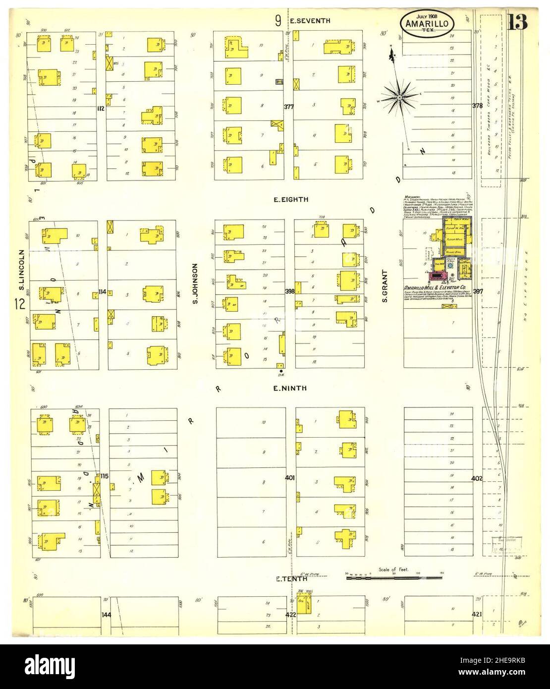 Sanborn fire insurance map from amarillo potter county texas stock