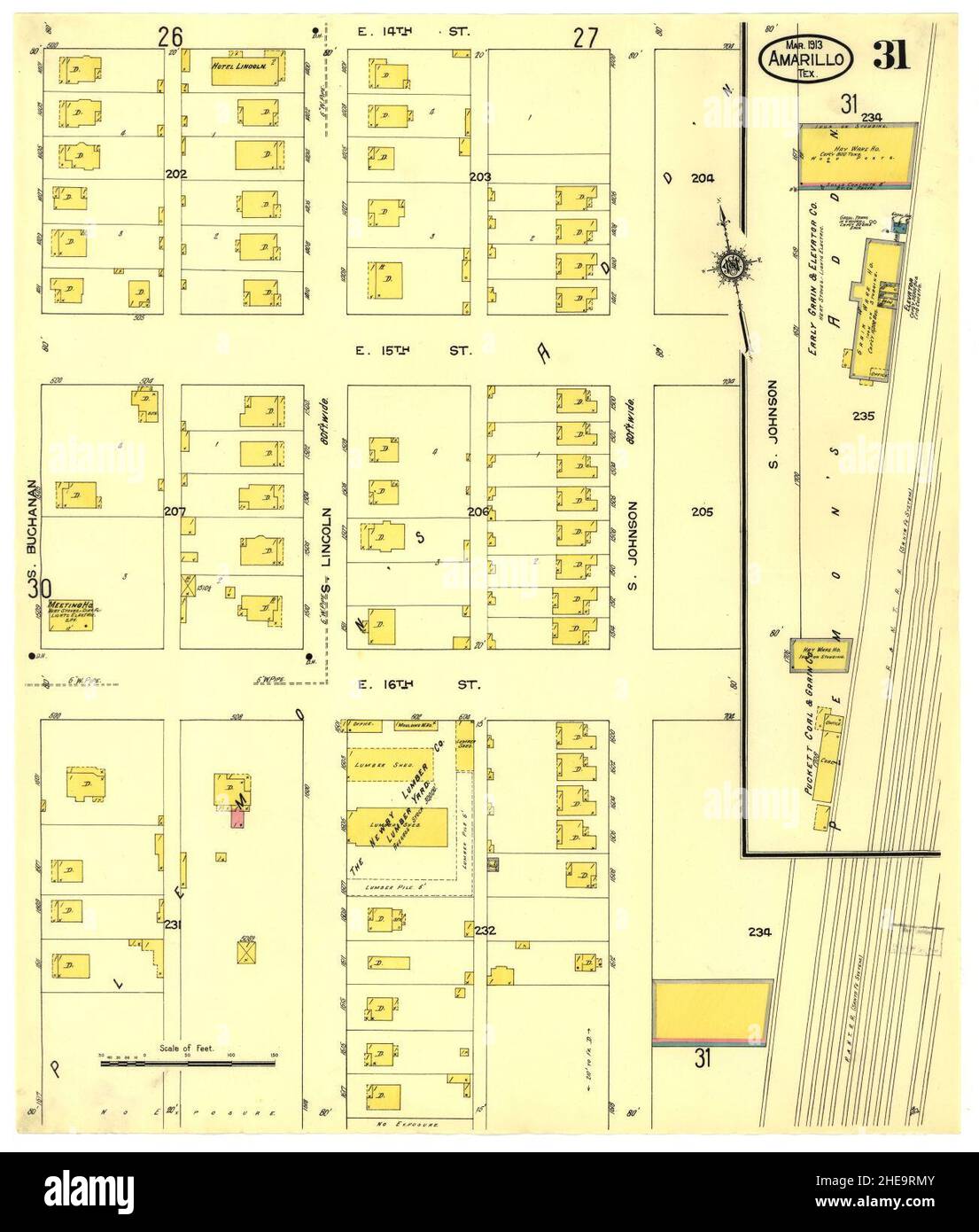 Sanborn fire insurance map from amarillo potter county texas stock