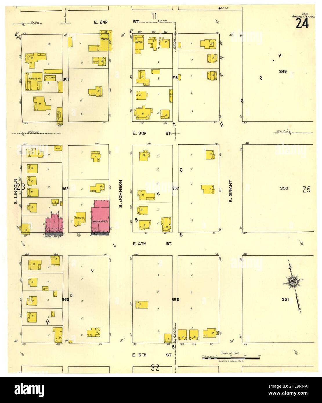 Sanborn fire insurance map from amarillo potter county texas stock