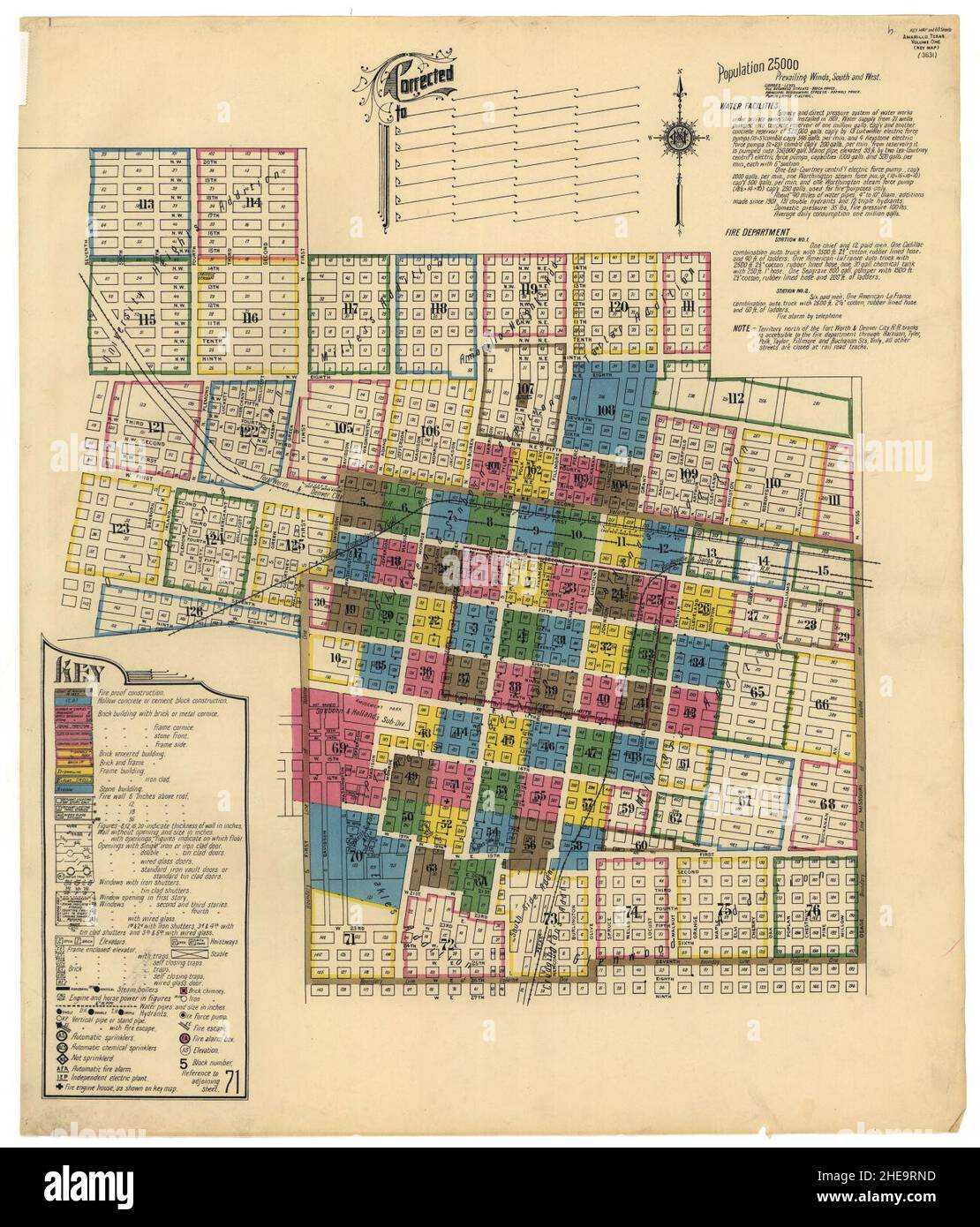 Sanborn fire insurance map from amarillo potter county texas stock