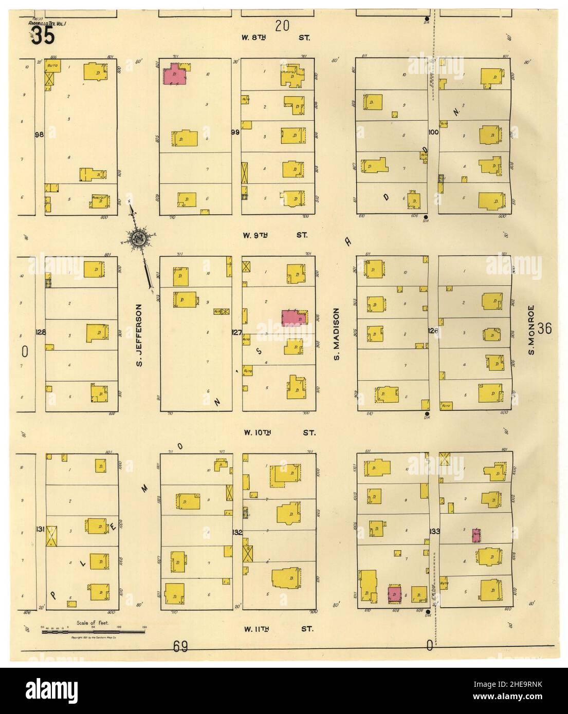 Sanborn fire insurance map from amarillo potter county texas stock