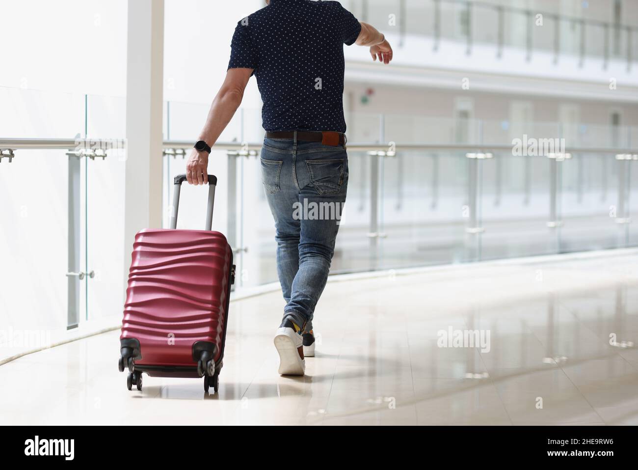 A man carrying a suitcase at the airport terminal Stock Photo Alamy