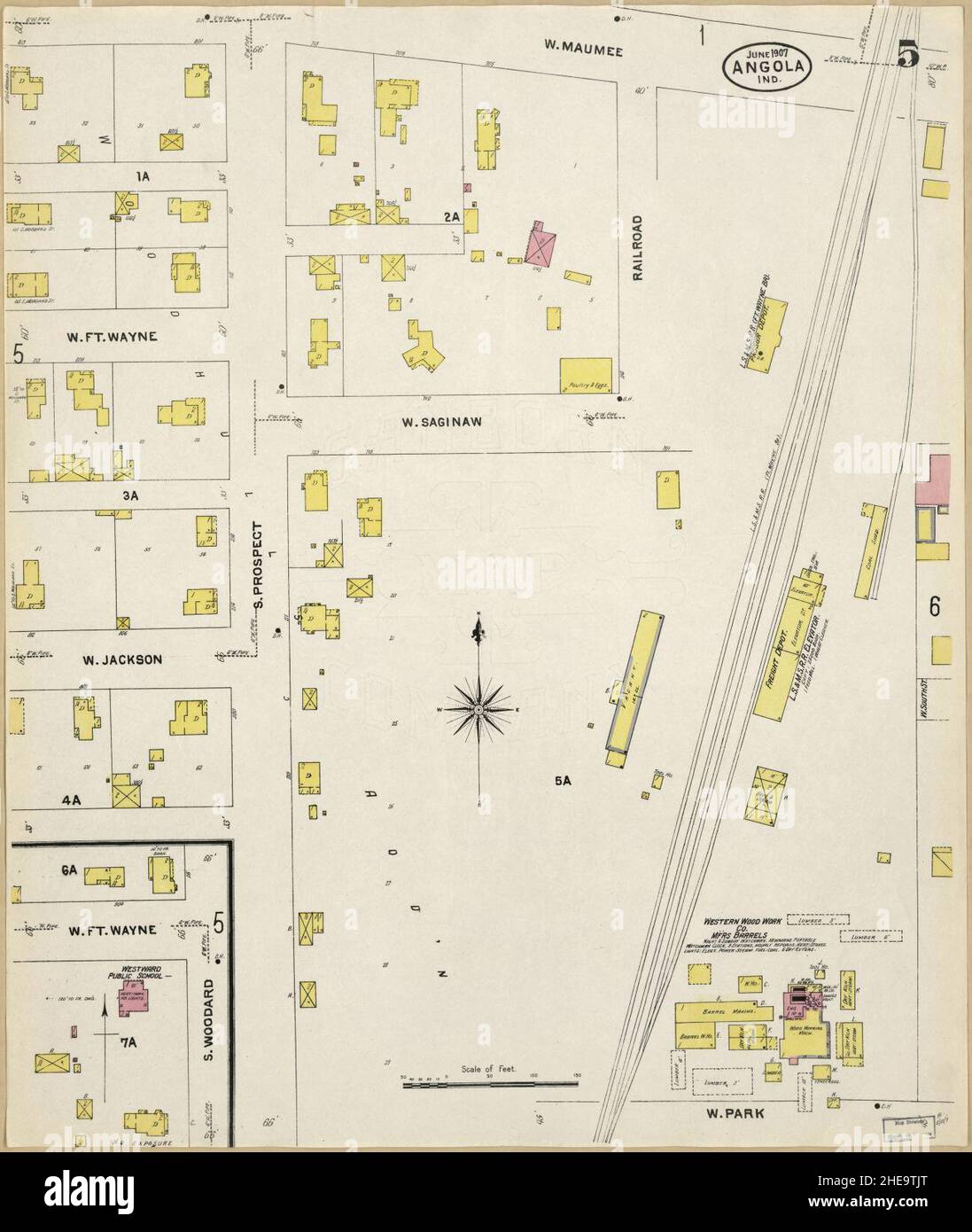Sanborn Fire Insurance Map from Angola, Steuben County, Indiana Stock