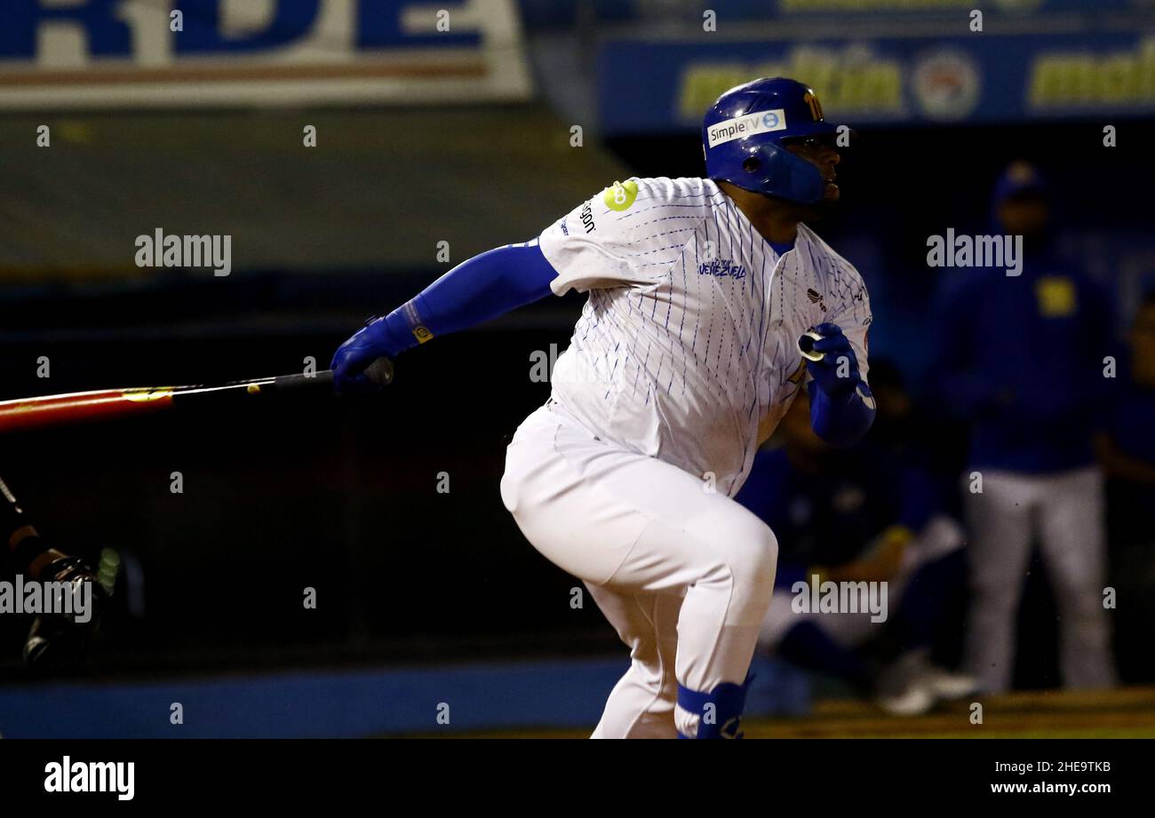 Valencia, Carabobo, Venezuela. 9th Jan, 2022. Enero 09, 2022. Juego de  beisbol entre Caribes de Anzoategui y Navegantes del Magallanes, en el  round robin de la liga venezolana de beisbol profesional. Realizado