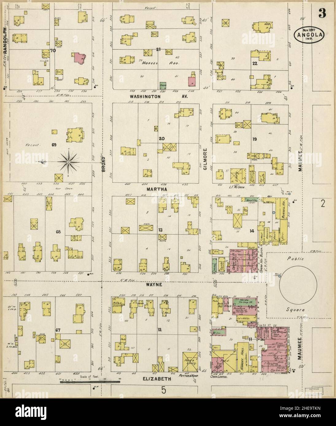 Sanborn Fire Insurance Map from Angola, Steuben County, Indiana Stock