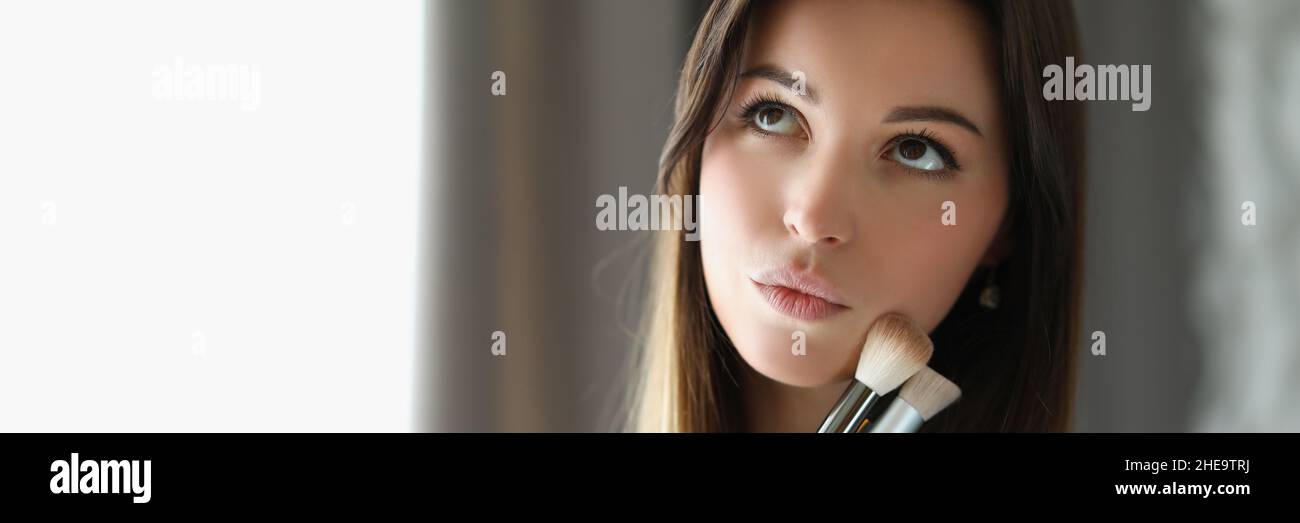 Brunette worker in room Stock Photo