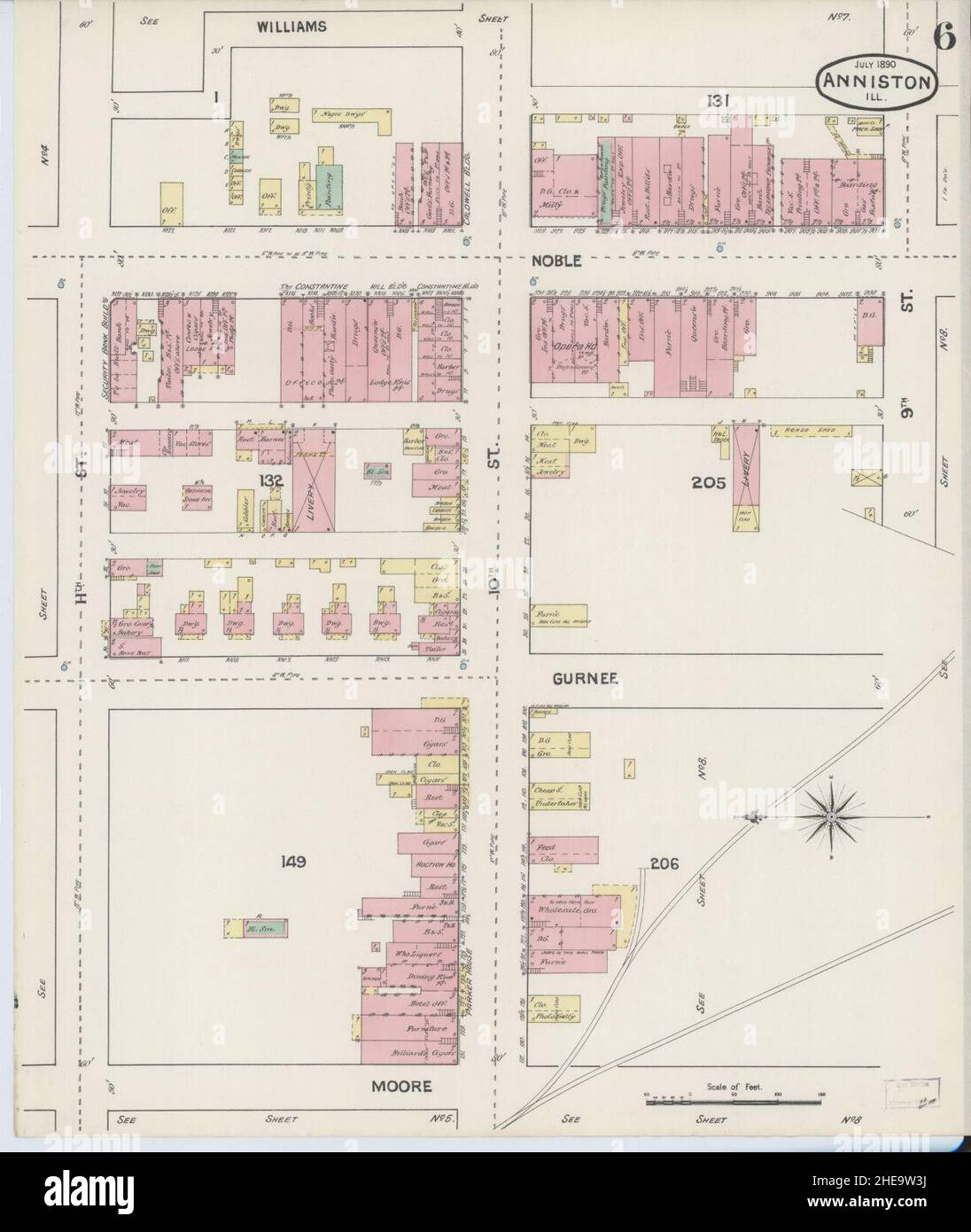 Sanborn Fire Insurance Map from Anniston, Calhoun County, Alabama Stock
