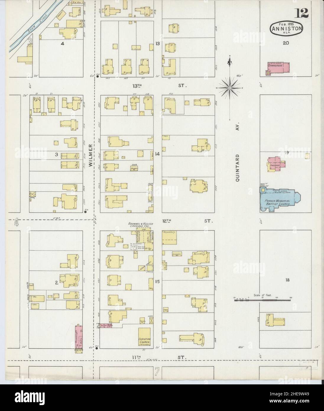 Sanborn Fire Insurance Map from Anniston, Calhoun County, Alabama Stock