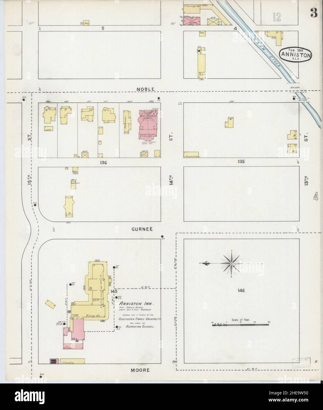 Sanborn Fire Insurance Map from Anniston, Calhoun County, Alabama Stock