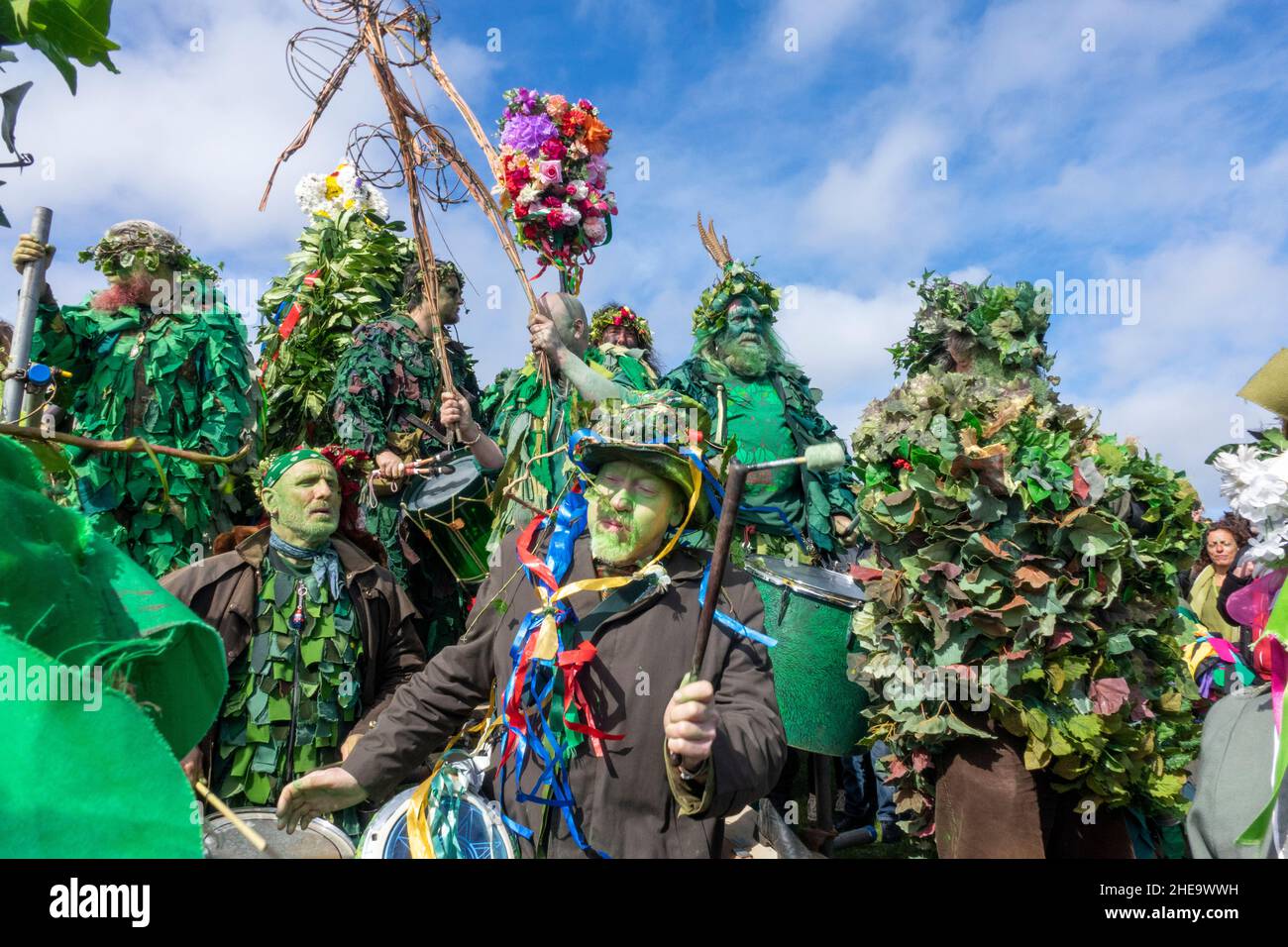 Hastings, Jack in the Green festivities May Day spring bank holiday parade, East Sussex, UK Stock Photo